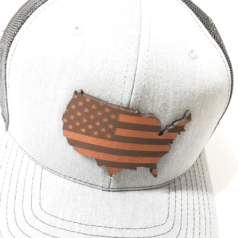Branded Bills 'the Patriot' Leather Patch Hat Curved Trucker NEW - Picture 5 of 9
